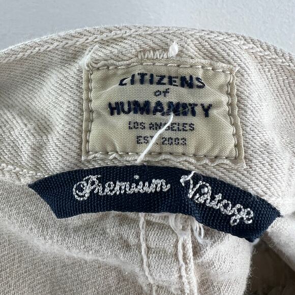 Citizens of Humanity Annabelle Beige Cut Off Shorts Mid-Rise Button-Fly Size 25 - Picture 7 of 10